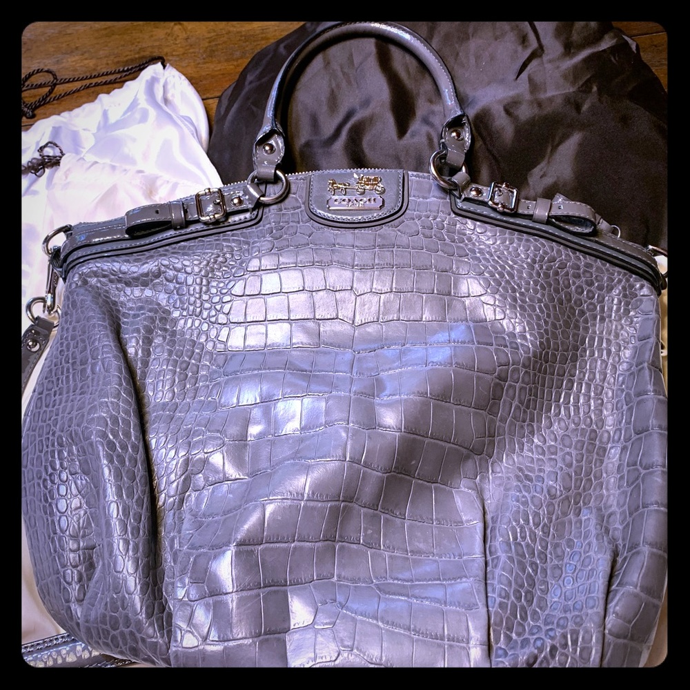 Coach Grey alligator pattered Hobo bag